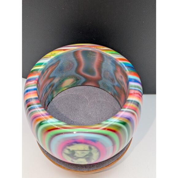 Carlos Sobral, Brazil, RARE! Signed Wide Rainbow Stripe Resin Bangle Bracelet - Picture 11 of 14